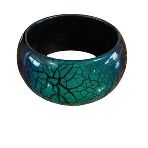 Teal/Navy Cracked Chunky Bangle